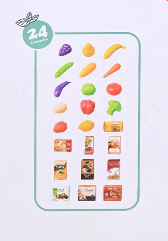 Mini Shopping Cart Toy with Fruits & Vegetables (Age 3+) - kidscars.ie - [Kids Electric Cars]