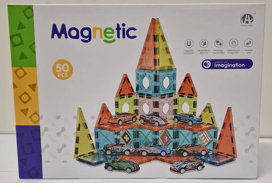 Magnetic Parking Construction Set with Cars – 50 Pieces – Age 3+ - kidscars.ie - [Kids Electric Cars]