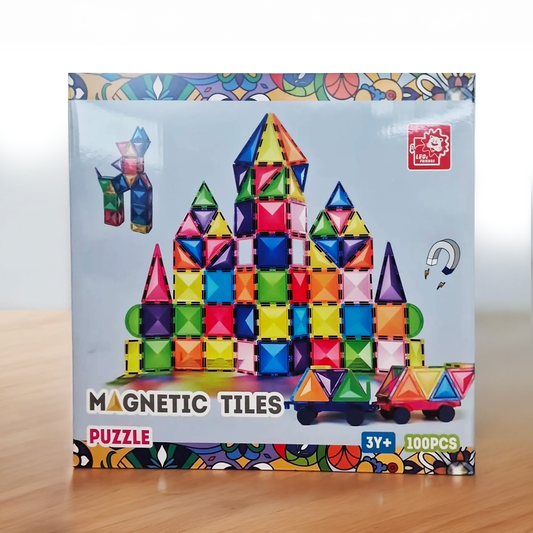 Leo & Friends Magnetic Tiles Puzzle – 100 PCS Building Set 3+ - kidscars.ie - [Kids Electric Cars]