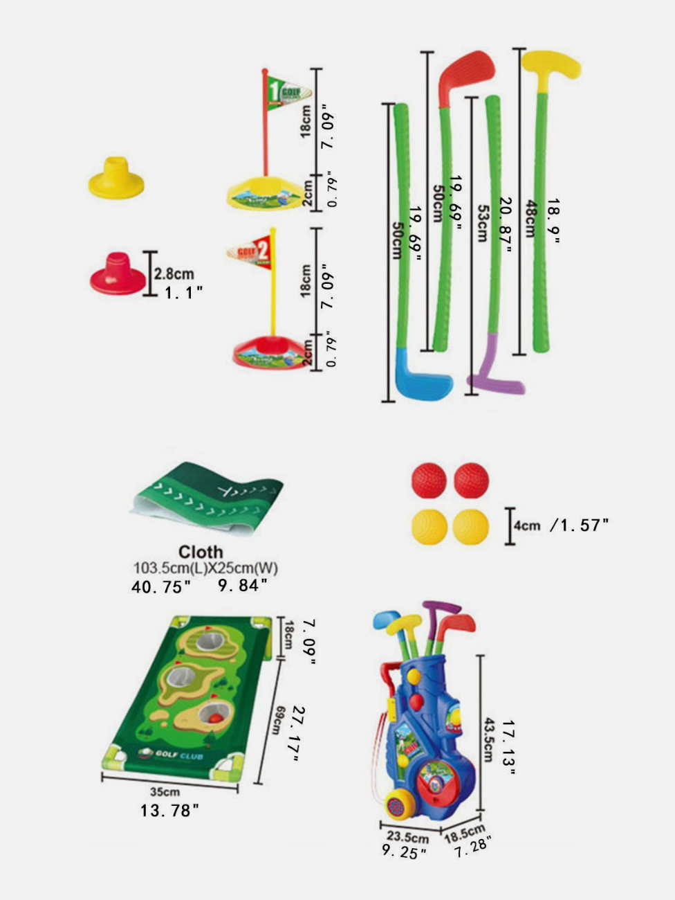Toddlers Golf Set Kids Golf Clubs, Putting Mat & Educational Indoor/Outdoor Golf Game - kidscars.ie - [Kids Electric Cars]