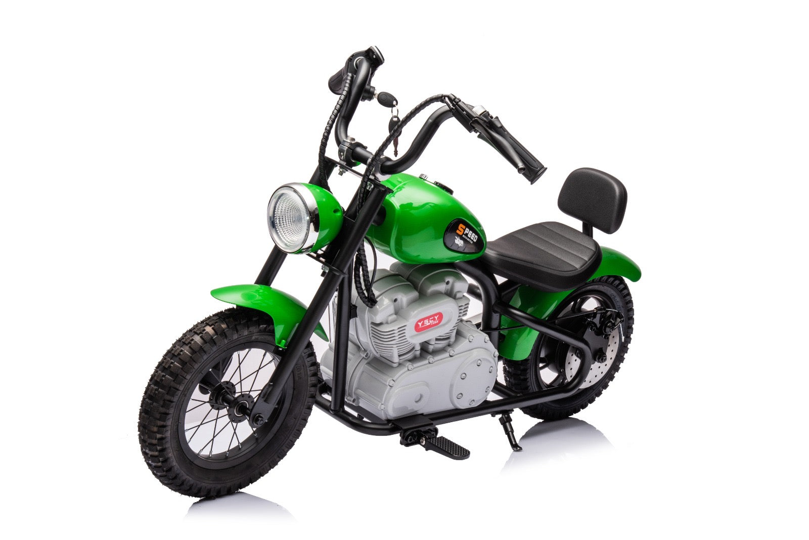 36V Electric Chopper Motor Cycle Ride on with Twist Grip Throttle | Green - Age 7+ - kidscars.ie - [Kids Electric Cars]