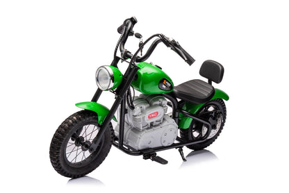 36V Electric Chopper Motor Cycle Ride on with Twist Grip Throttle | Green - Age 7+ - kidscars.ie - [Kids Electric Cars]