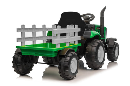 Kids Ride On Electric Tractor and Trailer in Green | 12V - kidscars.ie - [Kids Electric Cars]