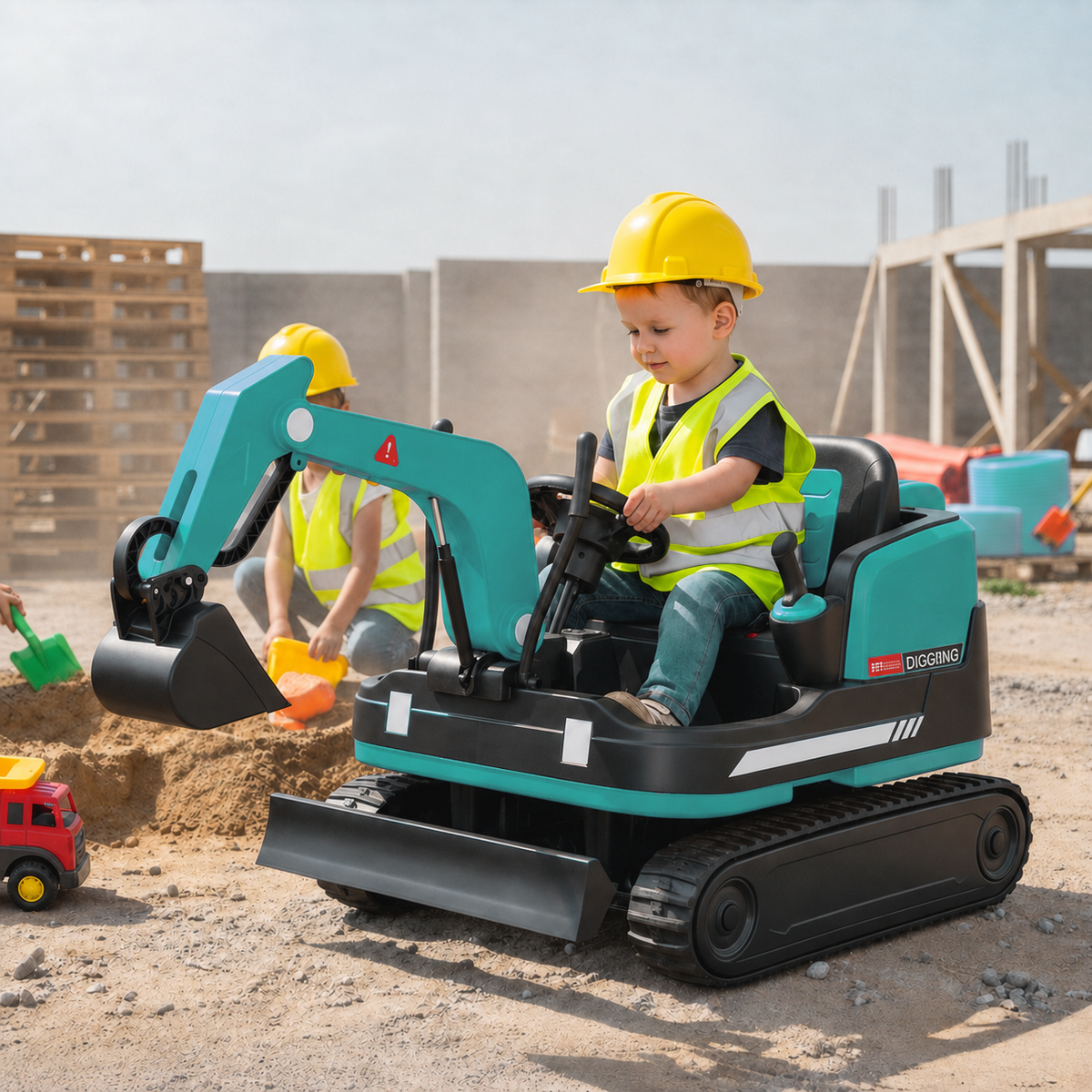 Pre-order: 24V Mini Ride On Electric Digger in Blue