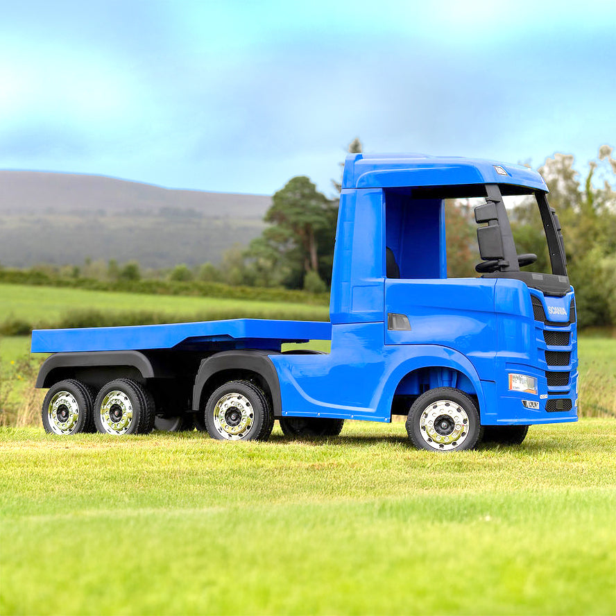 Scania Blue Ride On Truck & Trailer for Kids | 24V - kidscars.ie - [Kids Electric Cars]
