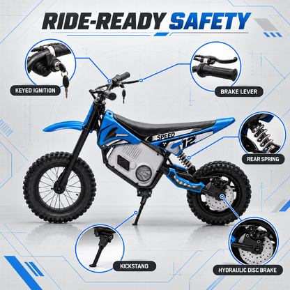Pre-Order: 36V Electric Mini Dirt Bike | Blue - Age 6+