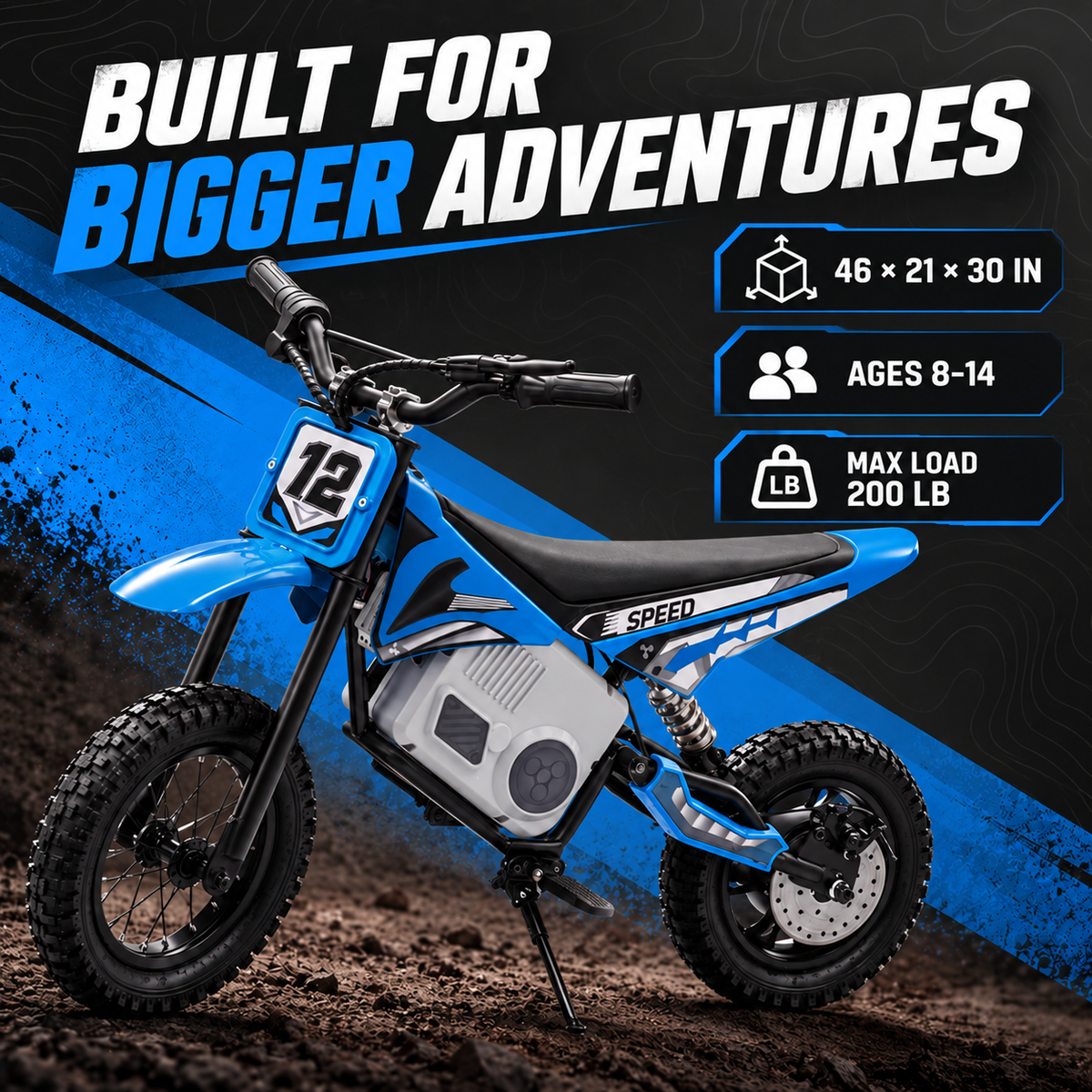 Pre-Order: 36V Electric Mini Dirt Bike | Blue - Age 6+