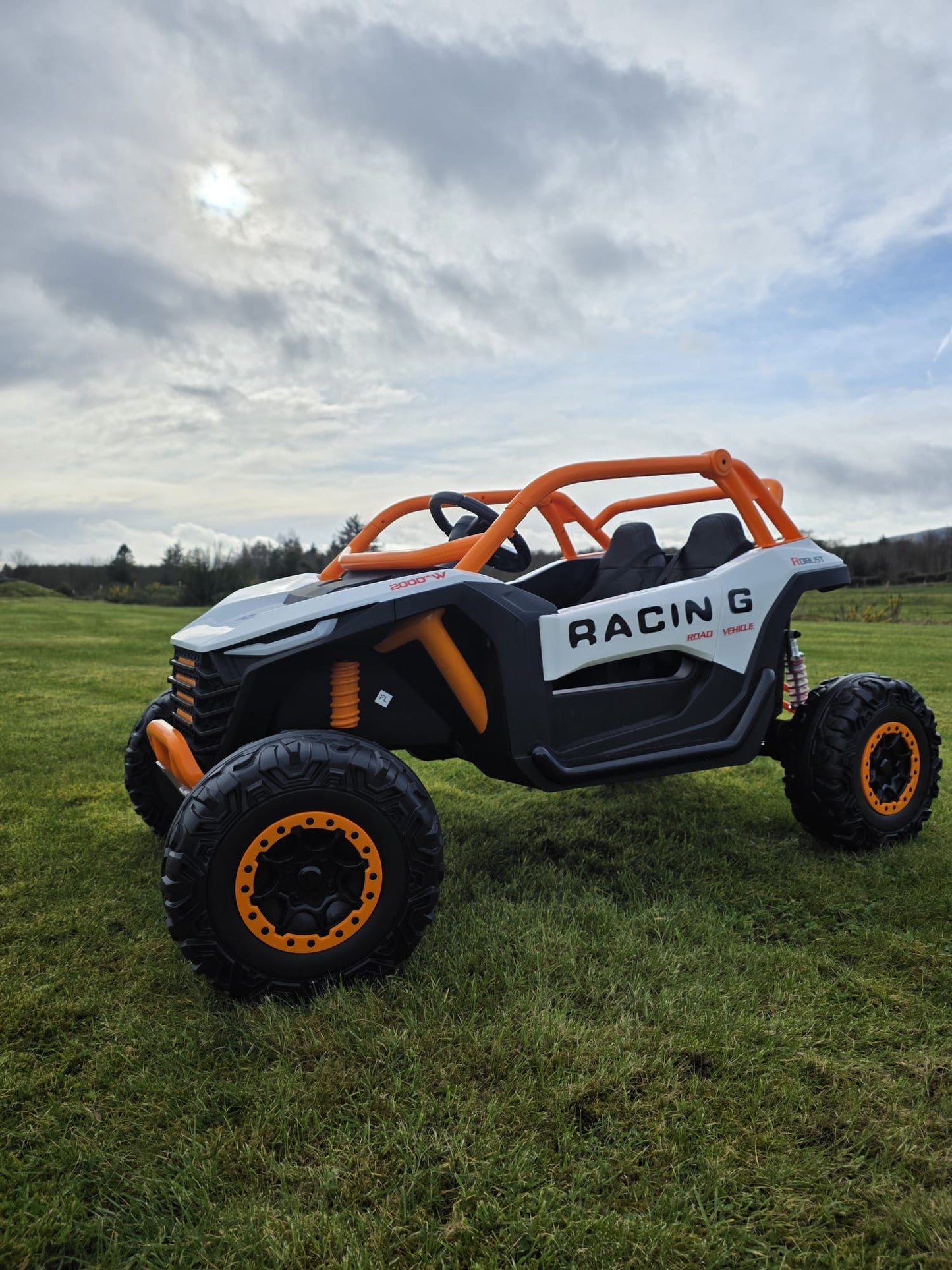 Extreme Two Seat 24V UTV Ride On Toy | White / Orange - kidscars.ie - [Kids Electric Cars]