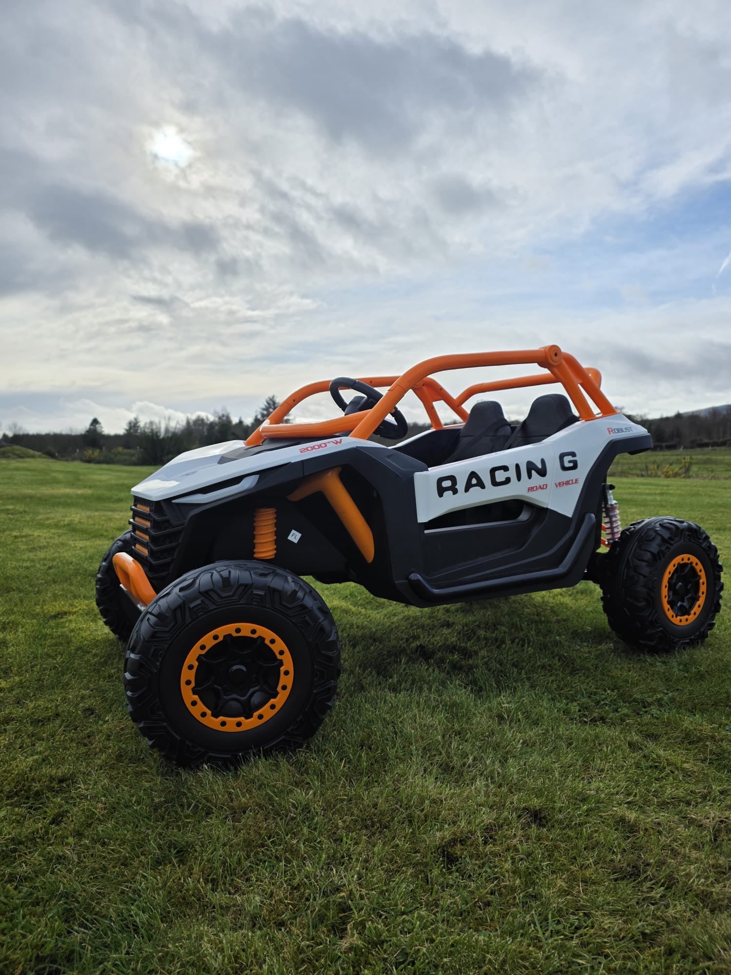 Extreme Two Seat 24V UTV Ride On Toy | White / Orange - kidscars.ie - [Kids Electric Cars]