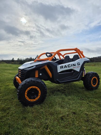 Extreme Two Seat 24V UTV Ride On Toy | White / Orange - kidscars.ie - [Kids Electric Cars]