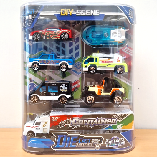 Die-Cast Car & Truck Playset – 6 Alloy Vehicles - kidscars.ie - [Kids Electric Cars]