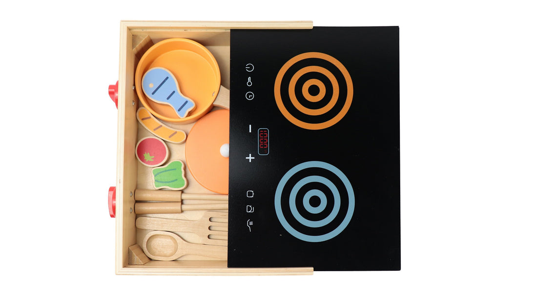 2-in-1 Mini Kitchen Wooden Play Set 15-Piece Pretend Cooking Kit for Kids 24M+ - kidscars.ie - [Kids Electric Cars]