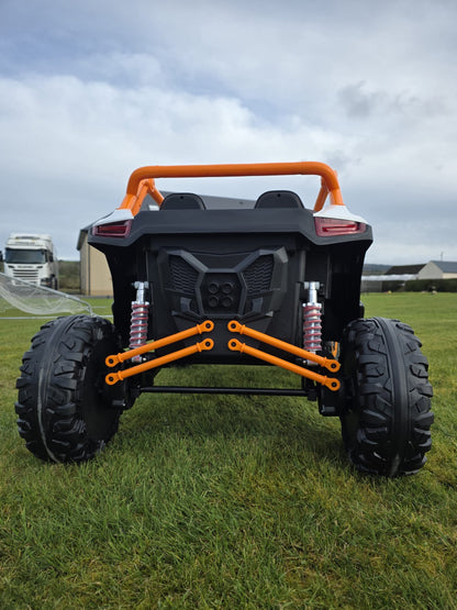 Extreme Two Seat 24V UTV Ride On Toy | White / Orange - kidscars.ie - [Kids Electric Cars]