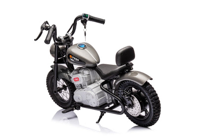 36V Electric Chopper Motor Cycle Ride on with Twist Grip Throttle | Grey - Age 7+ - kidscars.ie - [Kids Electric Cars]