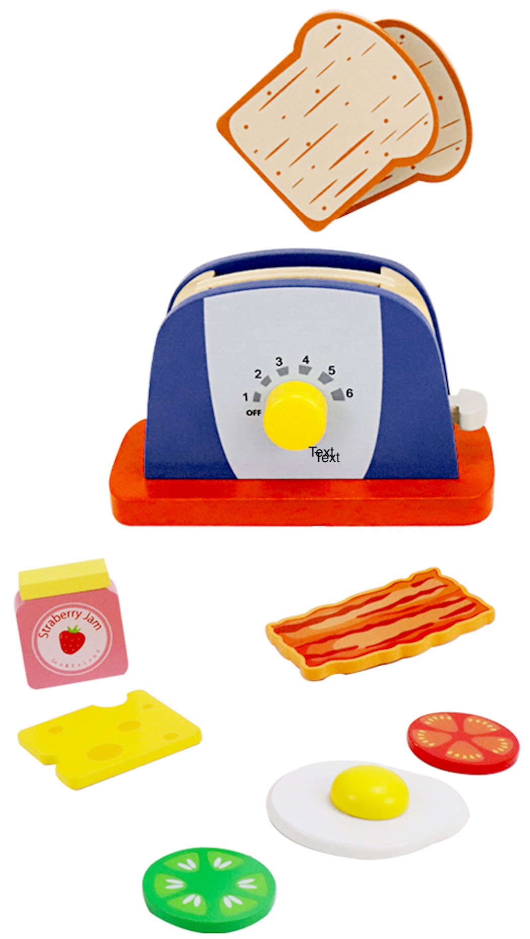 Wooden Pop Up Toaster Set 7-Piece Play Kitchen Toy - kidscars.ie - [Kids Electric Cars]