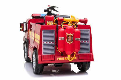 Kids’ 12V Electric Red Fire Engine Ride-On – Water Gun, Parental Control & Music Function - kidscars.ie