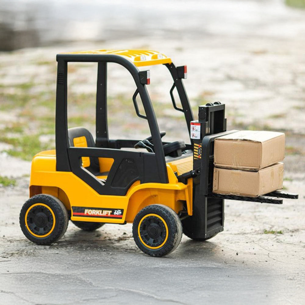 Pre-Order: Childrens 12V Electric Forklift Ride-On in Yellow - kidscars.ie - [Kids Electric Cars]