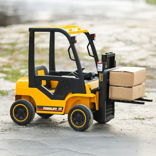 Pre-Order: Childrens 12V Electric Forklift Ride-On in Yellow - kidscars.ie - [Kids Electric Cars]