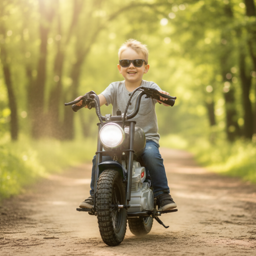 36V Electric Chopper Motor Cycle Ride on with Twist Grip Throttle | Grey - kidscars.ie - [Kids Electric Cars]