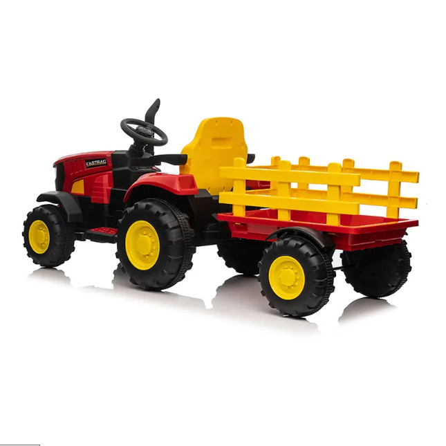 Kids Ride On Electric Tractor and Trailer in Red | 12V - kidscars.ie - [Kids Electric Cars]