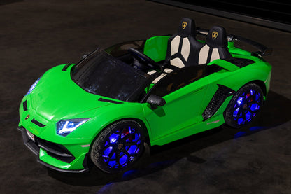 Licensed Green Lamborghini Ride-On – Electric Car with Scissor Doors, Leather Seats & Parental Control - kidscars.ie