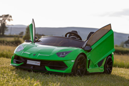 Licensed Green Lamborghini Ride-On – Electric Car with Scissor Doors, Leather Seats & Parental Control - kidscars.ie