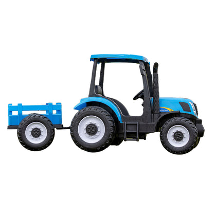 New Holland Blue 24V Electric Blue Tractor WITH Trailer Included | 2-8 Years - kidscars.ie - [Kids Electric Cars]