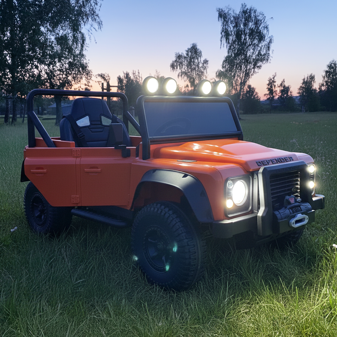 Landrover Defender Official 12V Ride On for Kids | Orange - kidscars.ie - [Kids Electric Cars]