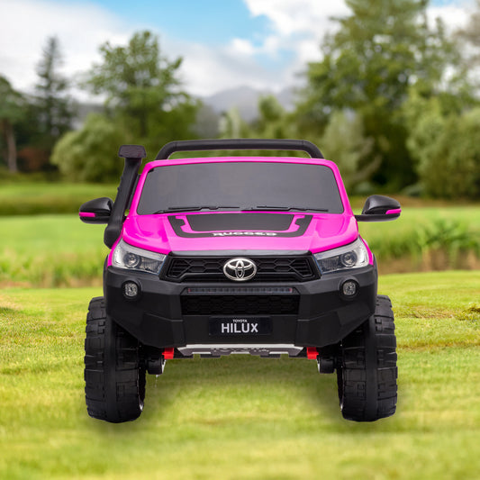 Toyota Hilux Pink 2 Seater 24V Ride On Jeep | 4WD | 2-7 Years - kidscars.ie - [Kids Electric Cars]