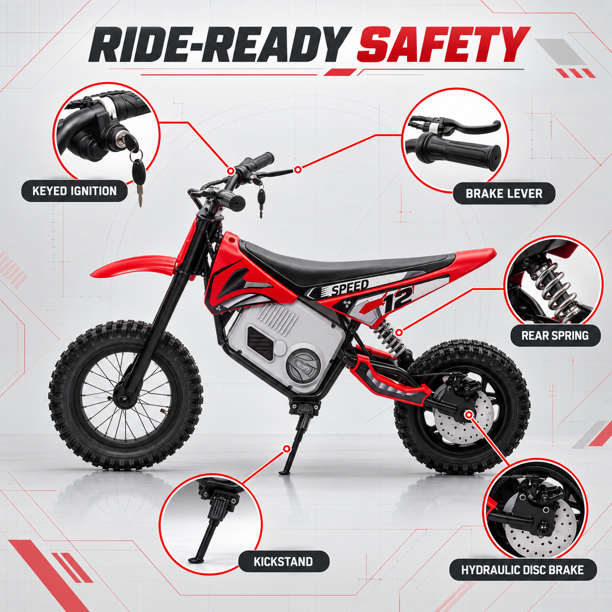 Pre-Order: 36V Electric Mini Dirt Bike | Red - Age 6+