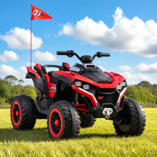 Pre-order: Super Power Electric Quad Ride On ATV | 24V - Red - kidscars.ie - [Kids Electric Cars]
