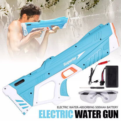 Water Gun Pistol Soaker Powerful Long Range Super Pump Kids Electric Water Gun Blue - kidscars.ie - [Kids Electric Cars]