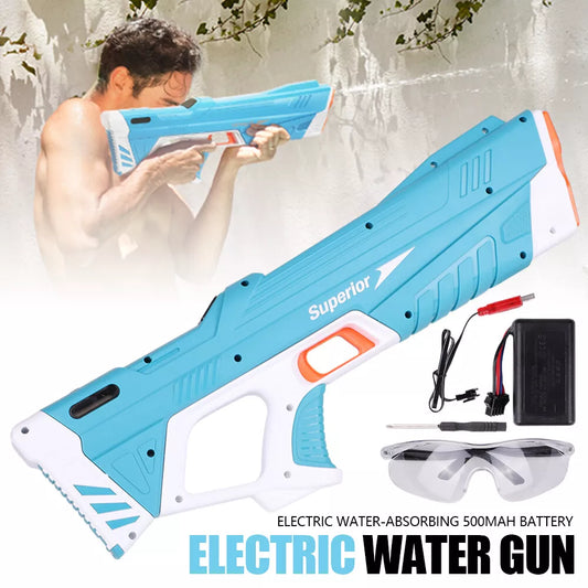 Water Gun Pistol Soaker Powerful Long Range Super Pump Kids Electric Water Gun Blue - kidscars.ie - [Kids Electric Cars]