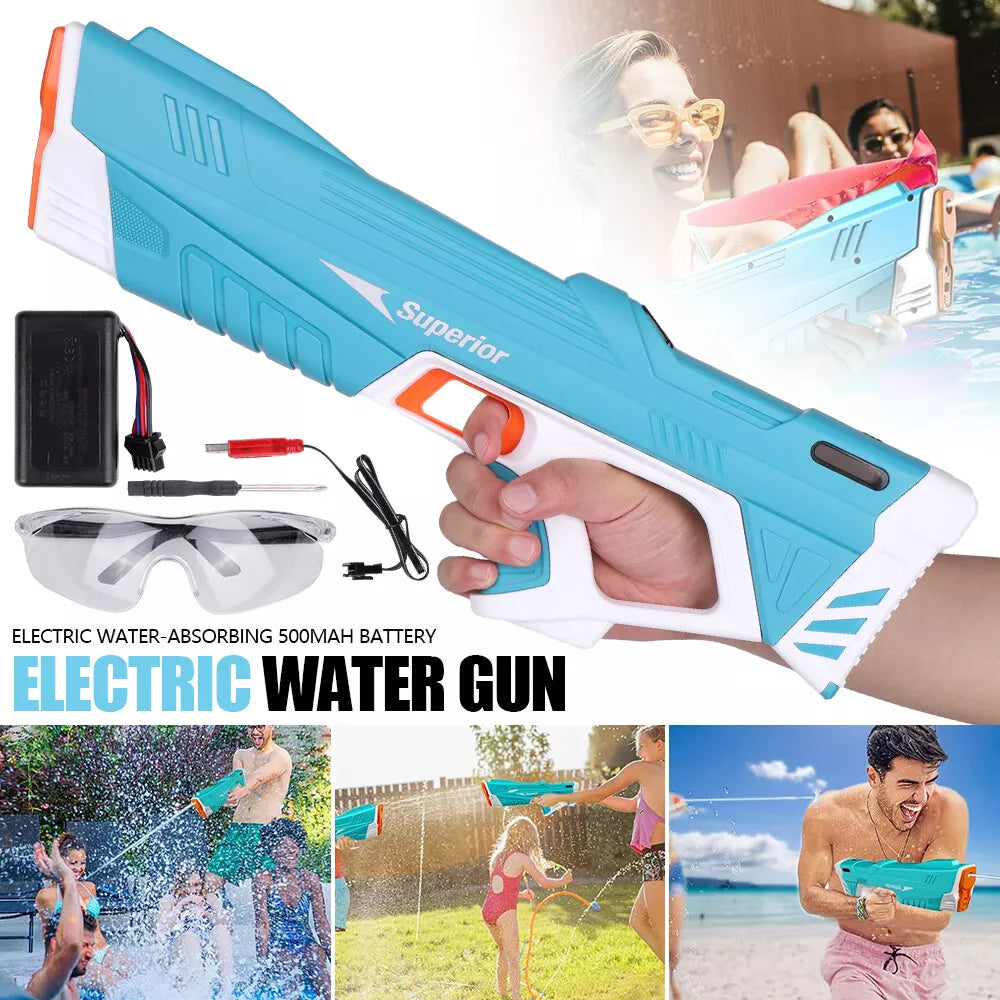 Water Gun Pistol Soaker Powerful Long Range Super Pump Kids Electric Water Gun Blue - kidscars.ie - [Kids Electric Cars]