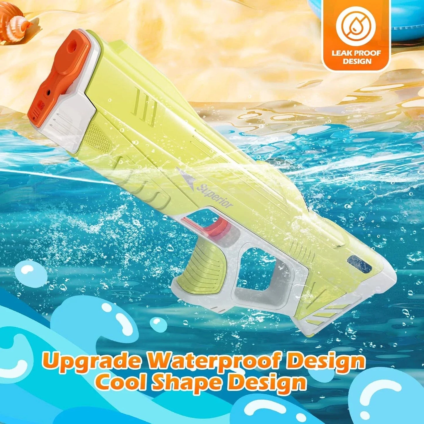 Water Gun Pistol Soaker Powerful Long Range Super Pump Kids Electric Water Gun Green - kidscars.ie - [Kids Electric Cars]