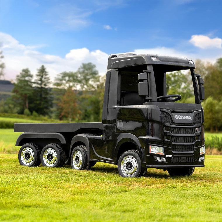 Scania Black Ride On Truck & Trailer for Kids | 24V - kidscars.ie - [Kids Electric Cars]