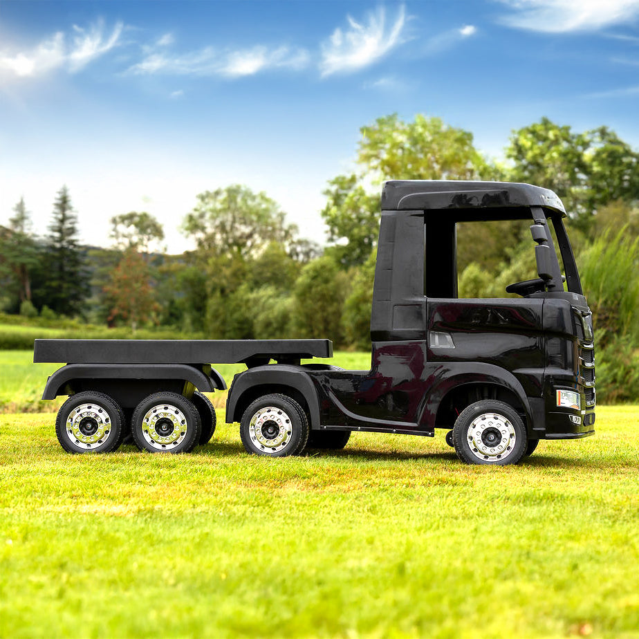 Scania Black Ride On Truck & Trailer for Kids | 24V - kidscars.ie - [Kids Electric Cars]
