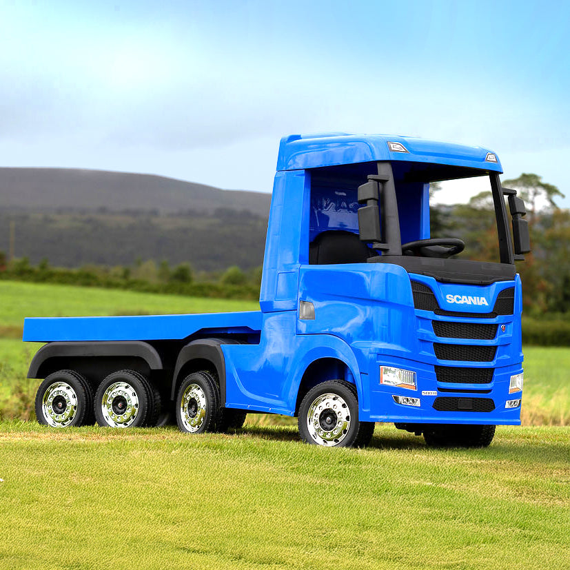Scania Blue Ride On Truck & Trailer for Kids | 24V - kidscars.ie - [Kids Electric Cars]